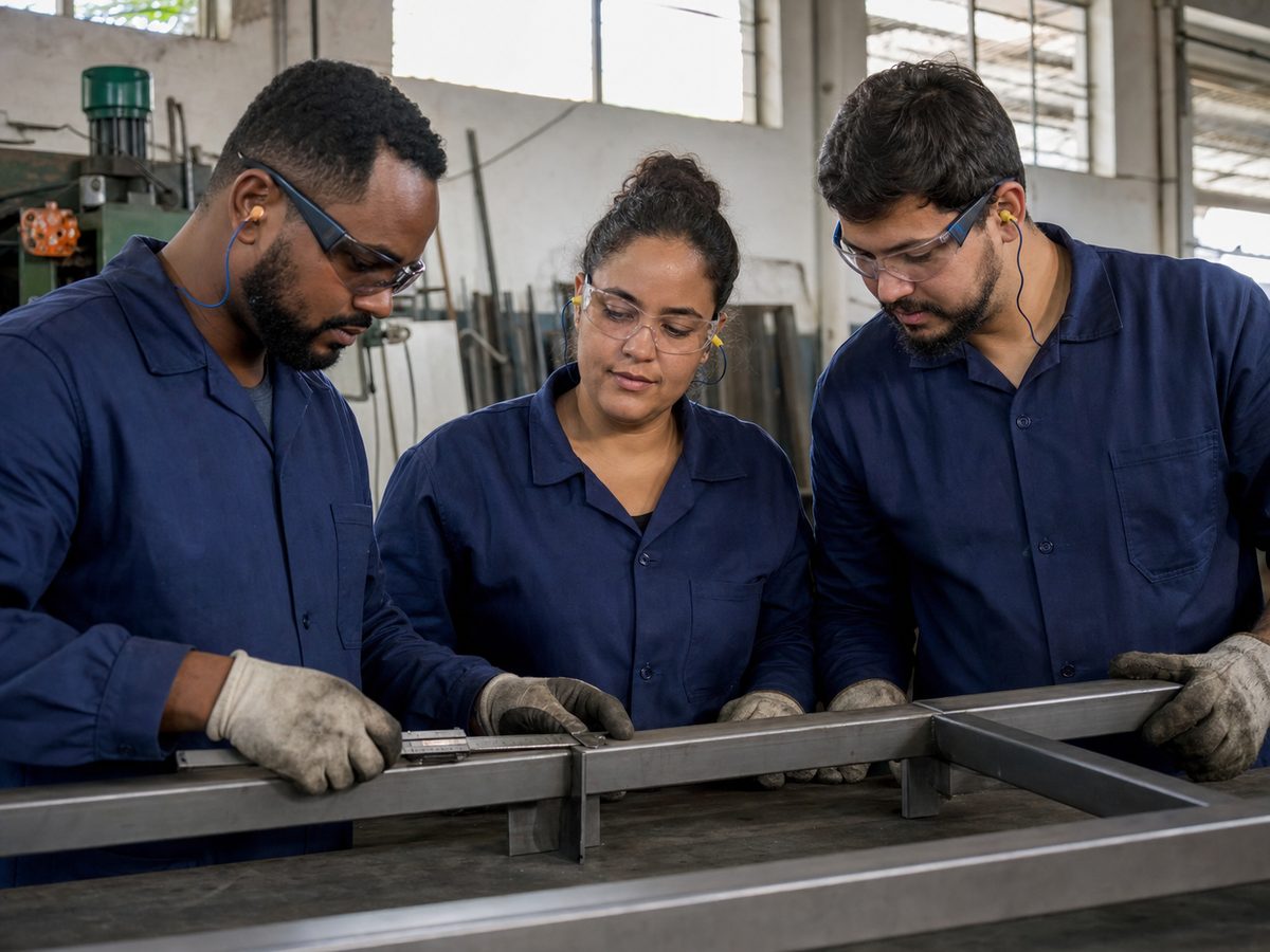 Equipe de serralheria pronta para atender